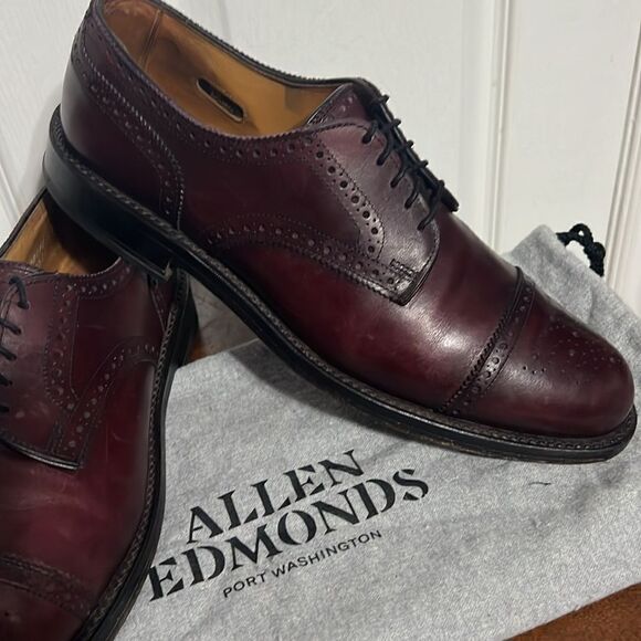 🔥🔥 ALLEN EDMONDS Lexington Burgundy Ox Blood Cap-Toe Oxford Shoes Sz 9.5C -EUC - Picture 2 of 12